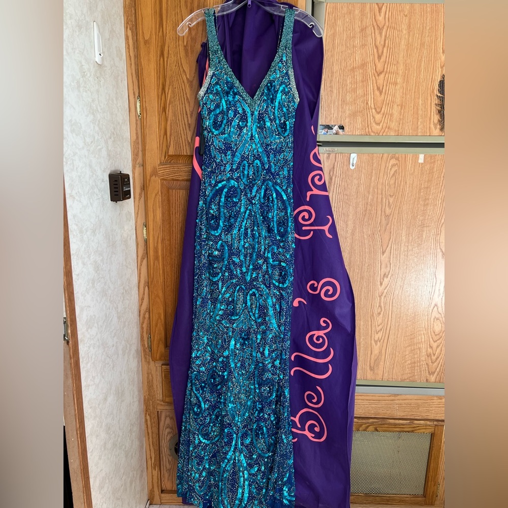 Gorgeous blue beaded prom dress